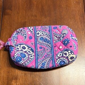 Vera Bradley Pink and Blue Quilted Paisley Wristlet Pouch